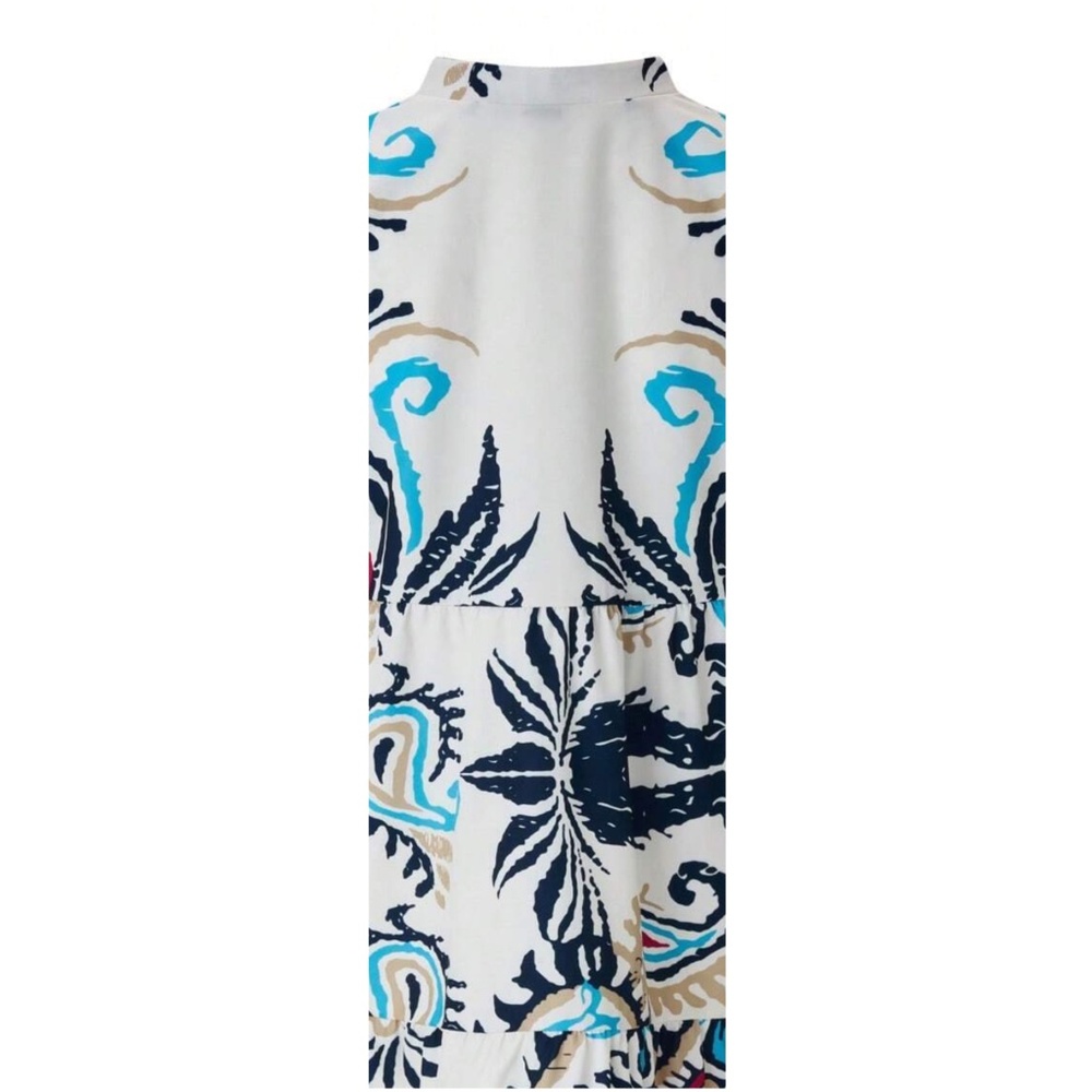 Boho Floral Print Button 3/4 sleeve Ruffle Hem Dress - Picture 4 of 4